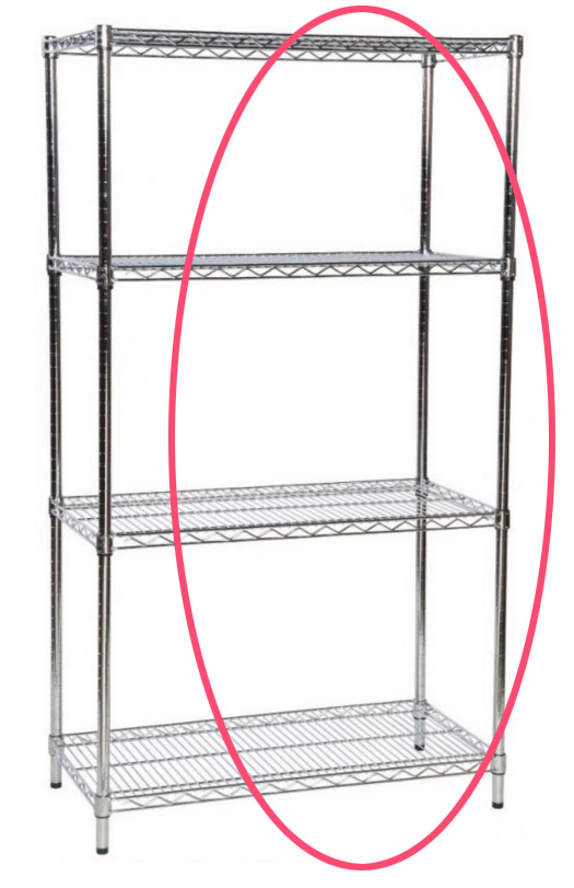 Flat Shelf Chrome Wire Shelving with 4 Shelves Ext Bay Chrome Shelving