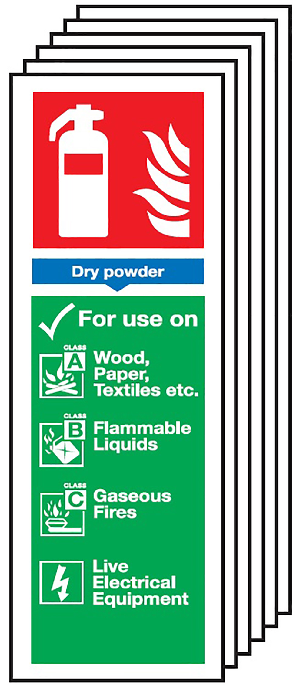 Dry Powder Fire Extinguisher Sign 300x100mm Safety Sign Pack of 6