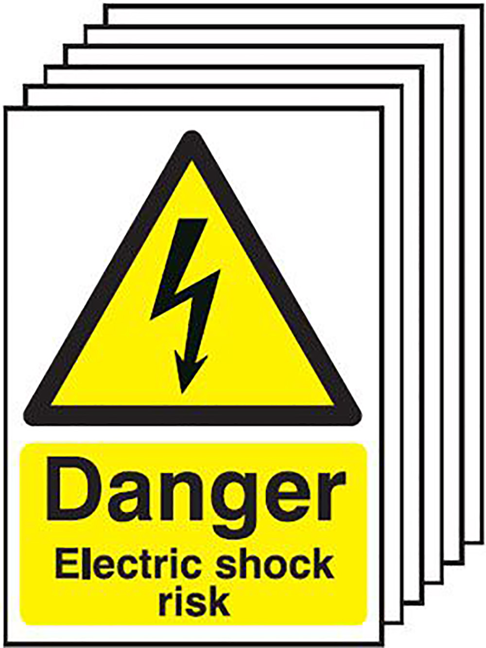 Danger Electric Shock Risk Safety Sign Pack of 6