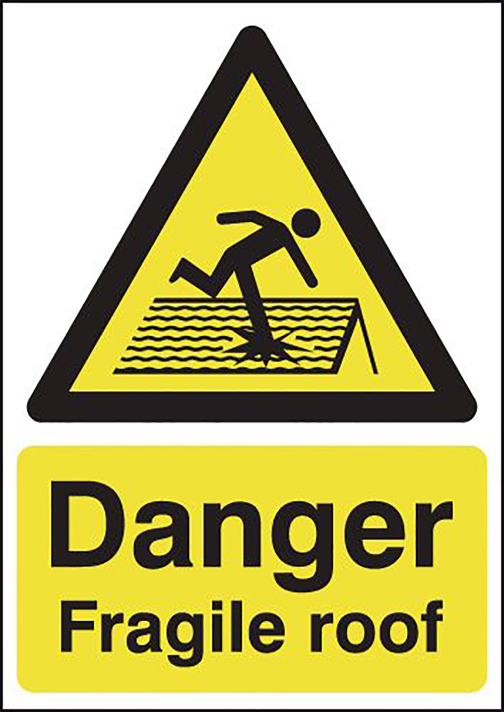 Danger Fragile Roof  210x148mm 1.2mm Rigid Plastic Safety Sign Pack of 6 