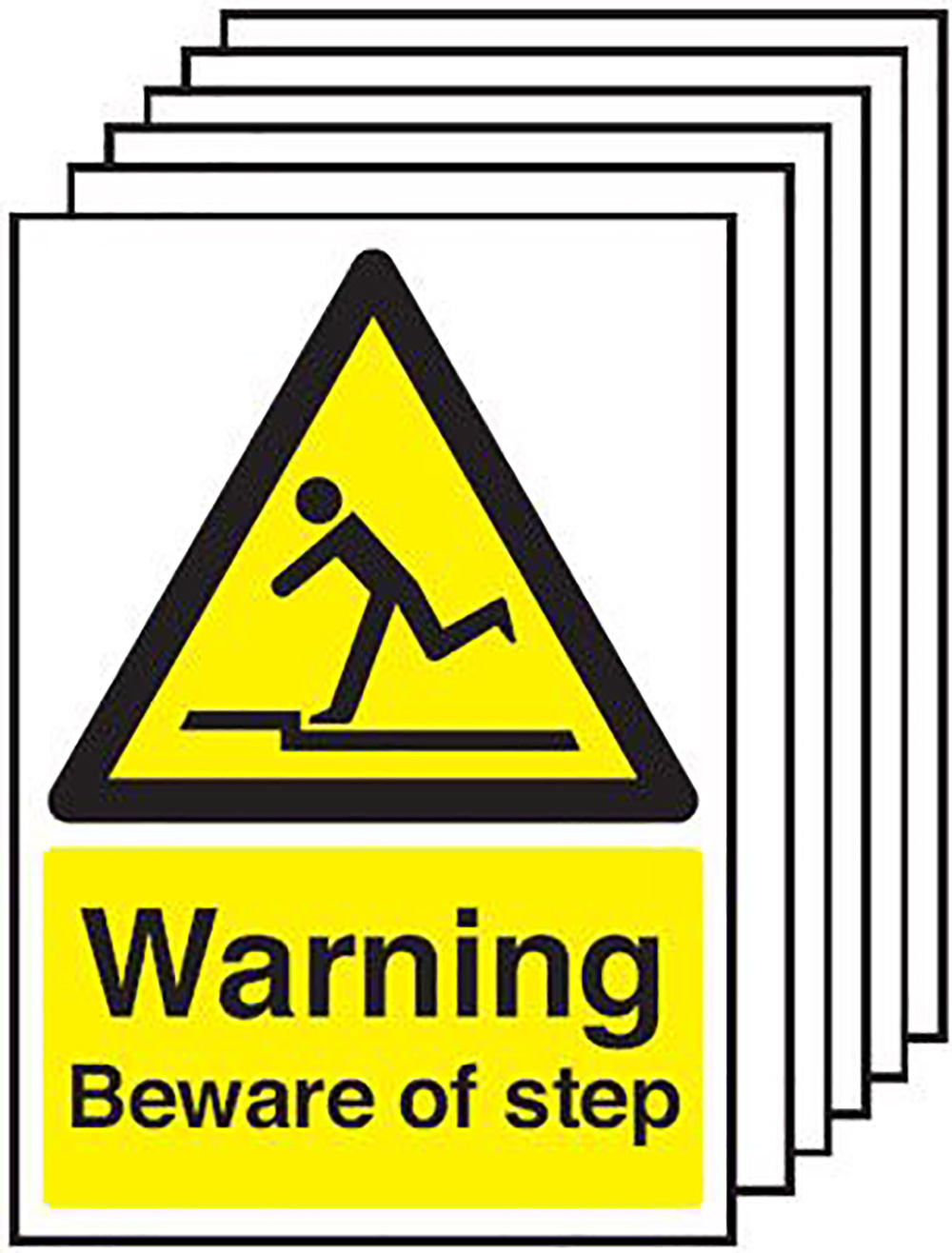 Warning Beware of Step  297x210mm 1.2mm Rigid Plastic Safety Sign Pack of 6 