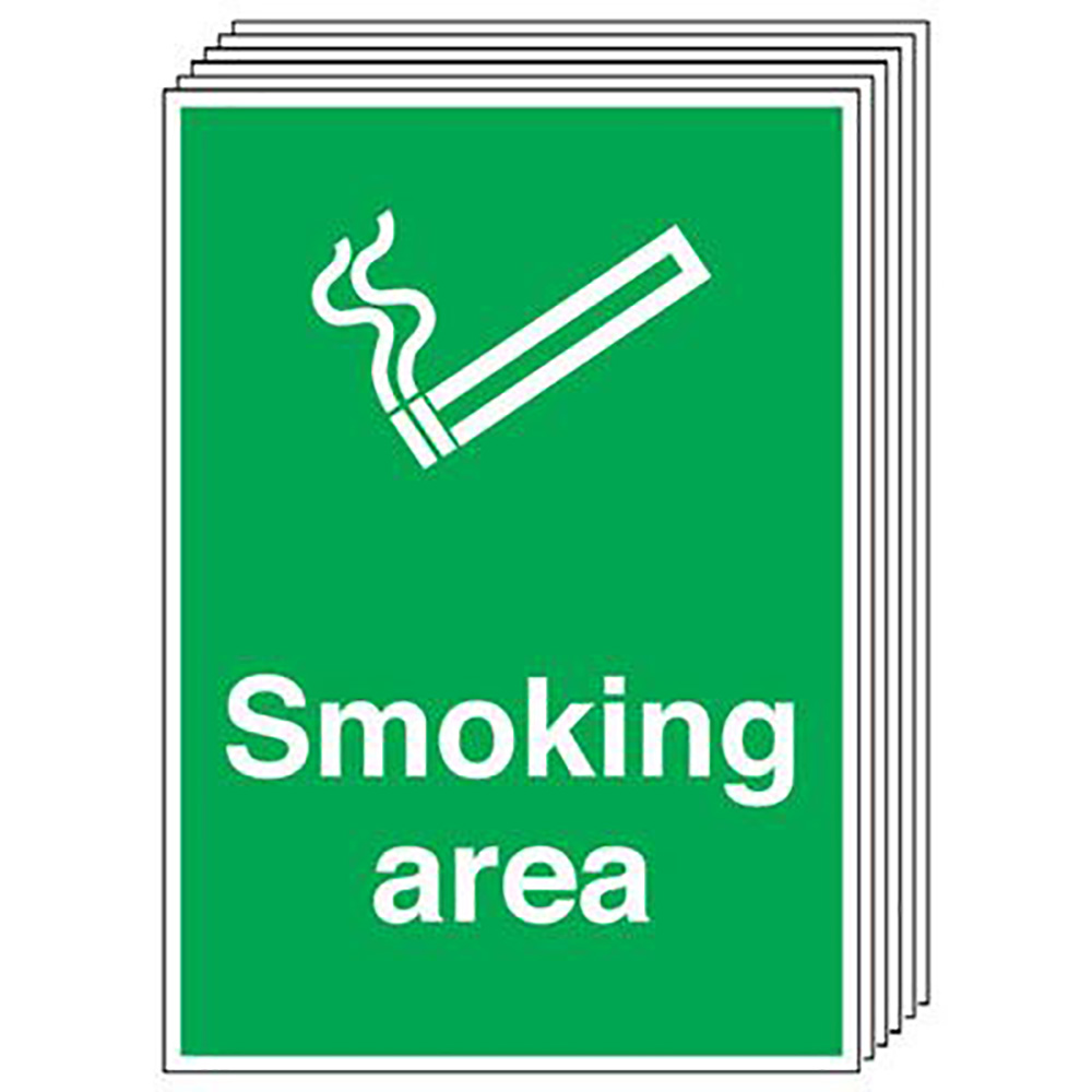 Smoking Area    297x210mm 1.2mm Rigid Plastic Safety Sign Pack of 6 