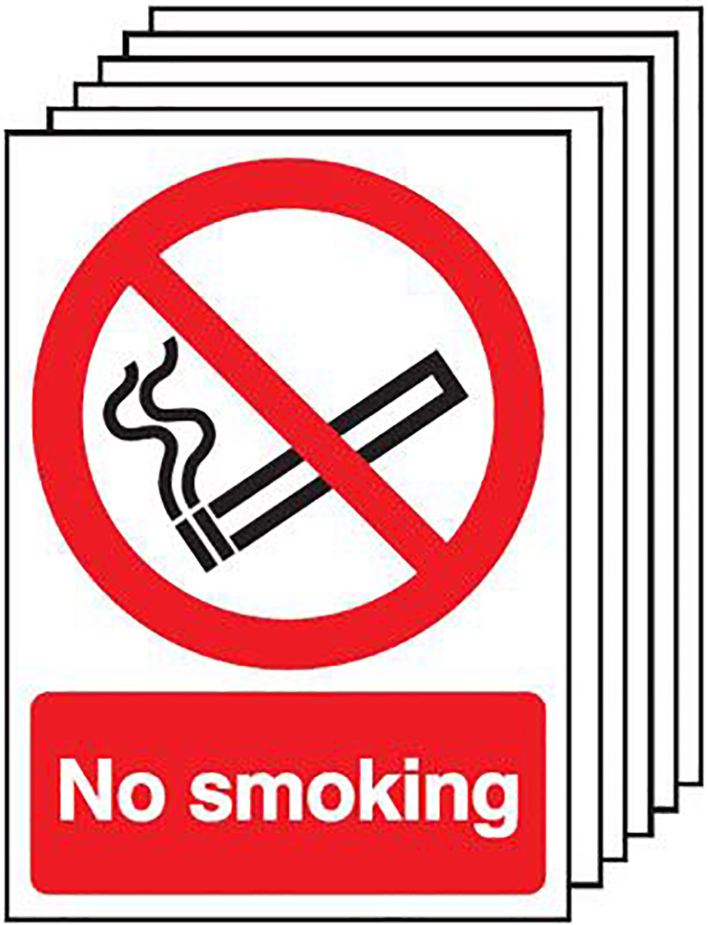 No Smoking    297x210mm 1.2mm Rigid Plastic Safety Sign Pack of 6 