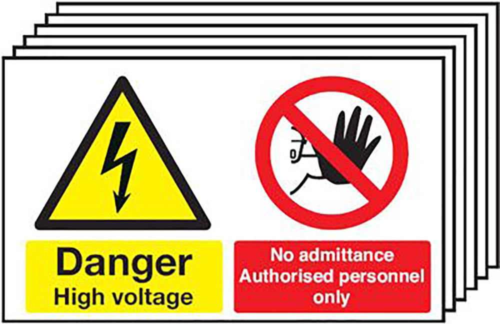 Danger High Voltage No Admittance Authorised Etc 300x500mm Rigid Sign Pack   6