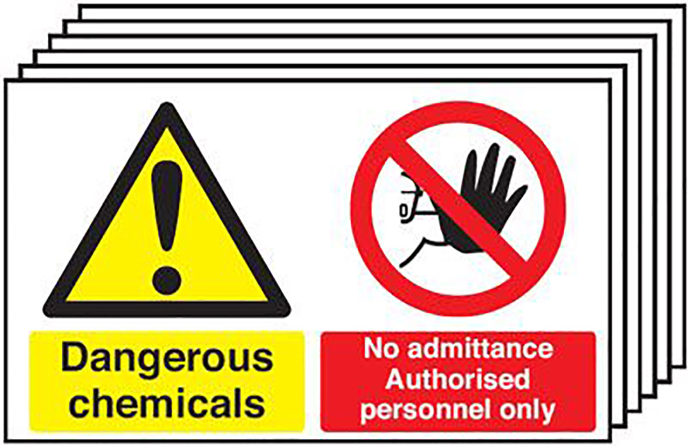 Dangerous Chemicals No Admittance Authorised Etc 300x500mm Rigid Sign Pk   6