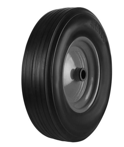 Black Solid Rubber Tyre Black Metal Ctr Wheel - 355mm - Ball