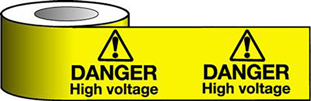 Barrier Warning Tape - 150mm x 100m - Danger High Voltage   Warning Tape
