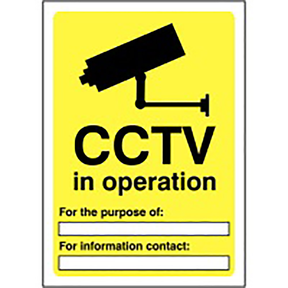 CCTV In Operation For the purpose of  420x297mm 1.2mm Rigid Plastic Safety Sign  