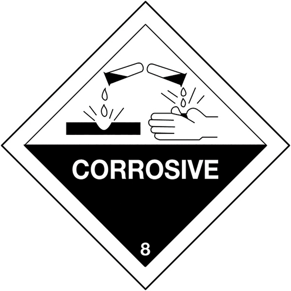 100x100mm Corrosive Hazard Warning Diamond Roll of 310