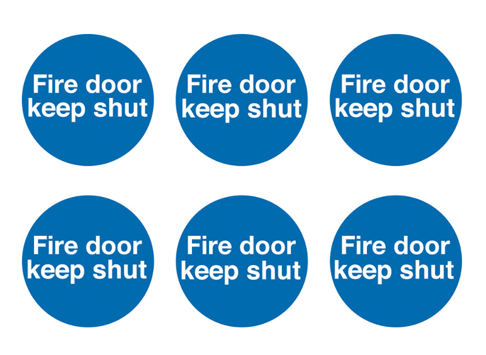 Fire Door Keep Shut 100mm Self Adhesive Vinyl Pack of 30 