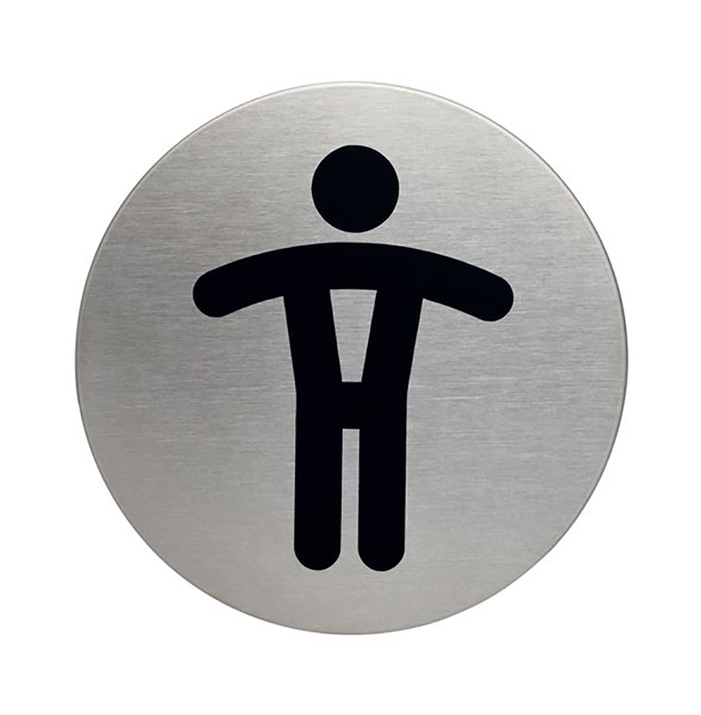 Male symbol picto door sign 83mm Brushed Stainless Steel Safety Sign