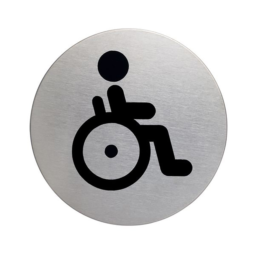 Disabled symbol picto door sign 83mm Brushed Stainless Steel Safety Sign  