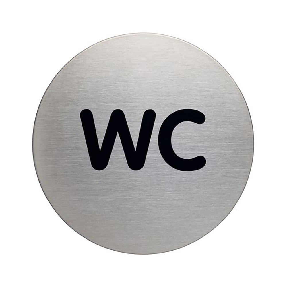 WC picto door sign 83mm Brushed Stainless Steel Safety Sign