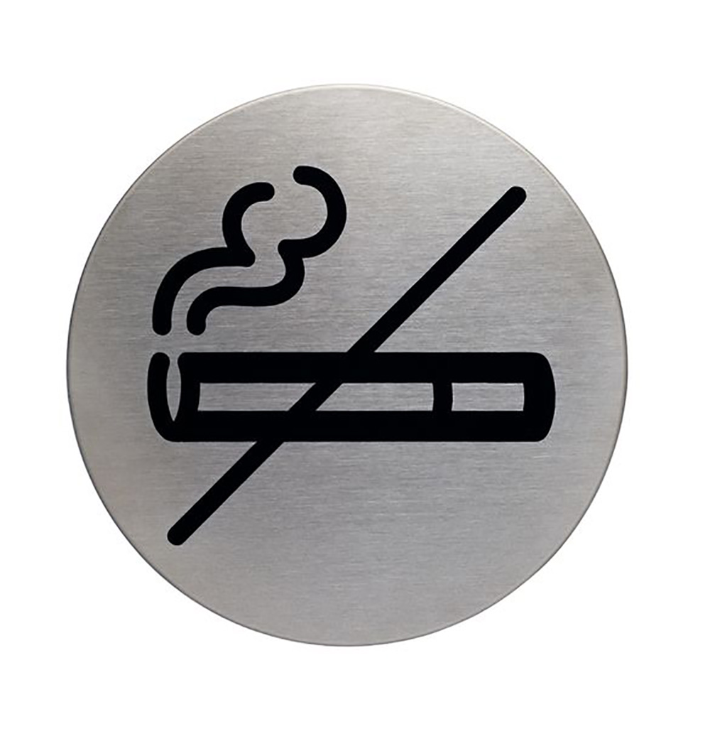 No smoking picto door sign 83mm Brushed Stainless Steel Safety Sign  