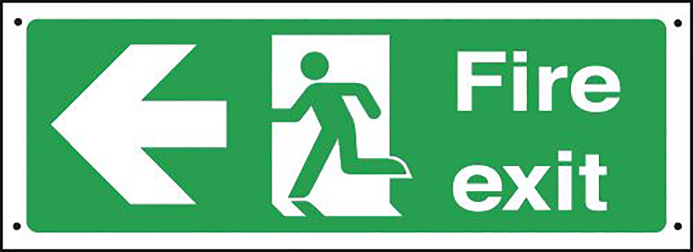 Fire exit arrow left  150x450mm 0.9mm Aluminium Safety Sign  