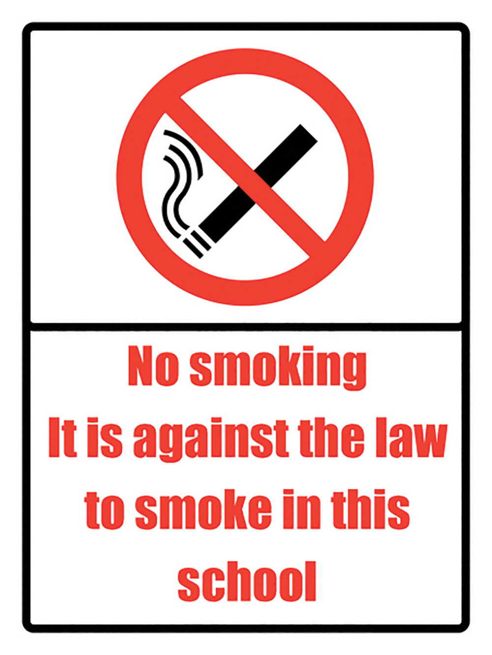 No smoking it is against the law School Sign 400x300mm 1.2mm Rigid Plastic Safety Sign  