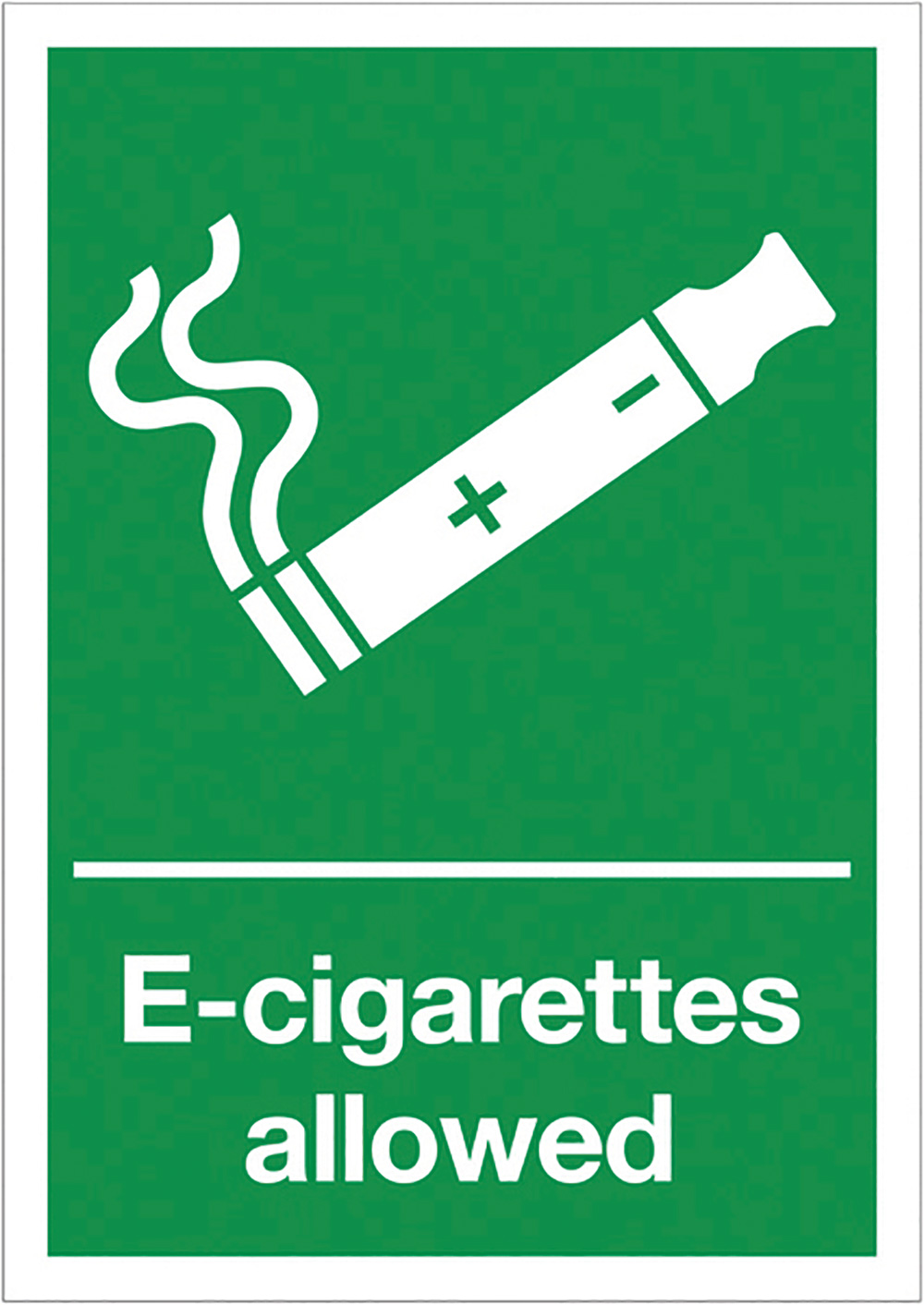 E-Cigarettes allowed  297x210mm 1.2mm Rigid Plastic Safety Sign  