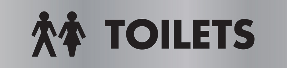 Toilets Door Sign 45x190mm Brushed Lasermax Safety Sign