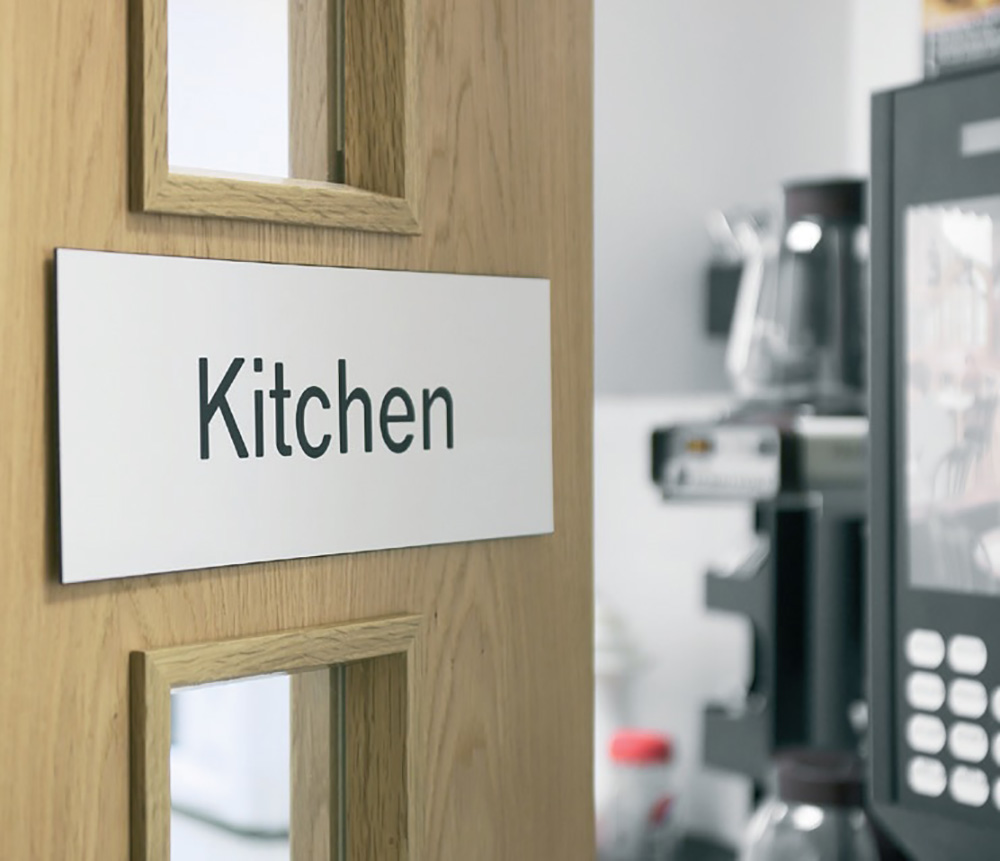 Kitchen Architectural Door Sign Centre Aligned 76x203mm Engraved Acrylic Safety Sign  