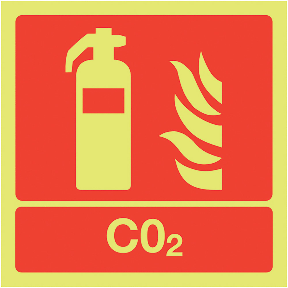 CO2 Extinguisher 100 x 100mm - Nite Glo Safety Sign NIte Glo Sign