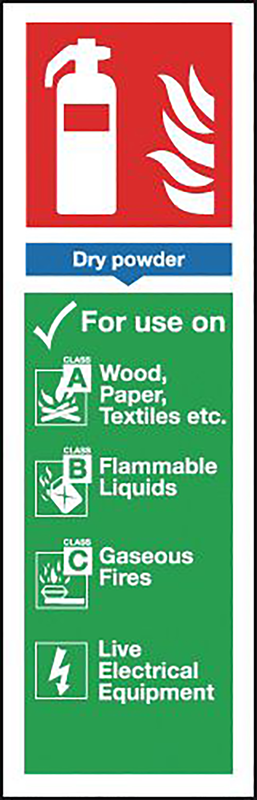 Dry Powder Extinguisher For Use On Sign