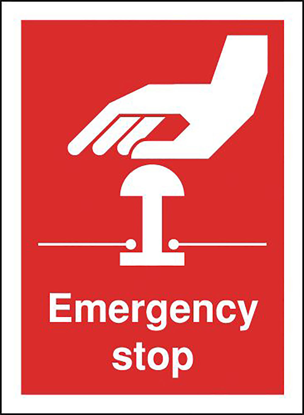 Emergency Stop  100x75mm Self Adhesive Vinyl Safety Sign  