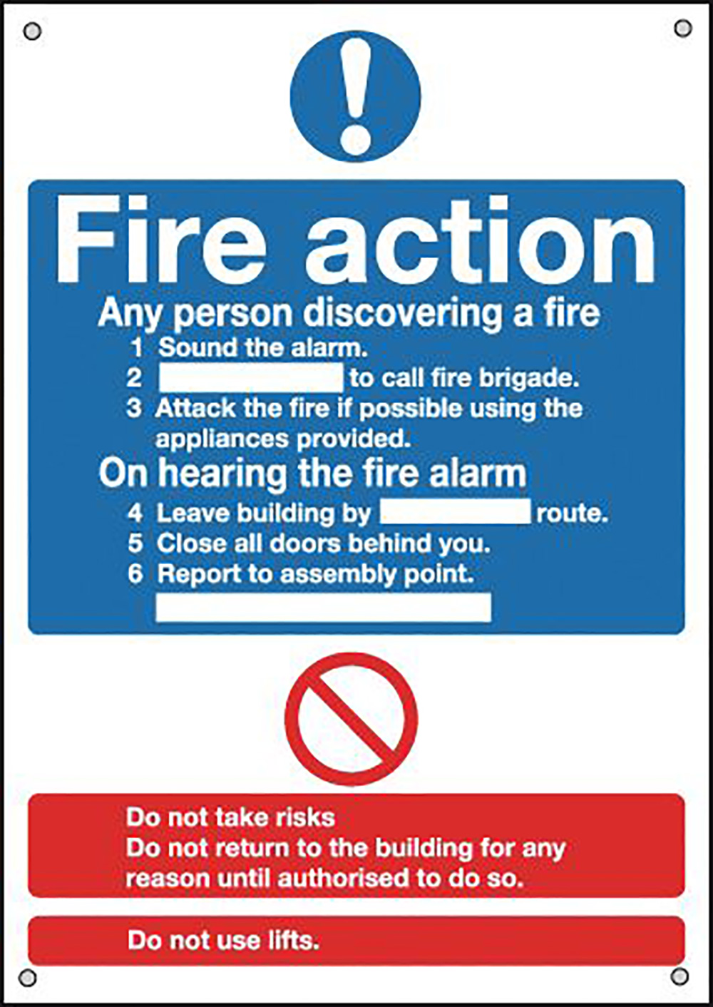 Fire Action Notice  Standard   400x300mm 0.9mm Aluminium Safety Sign  