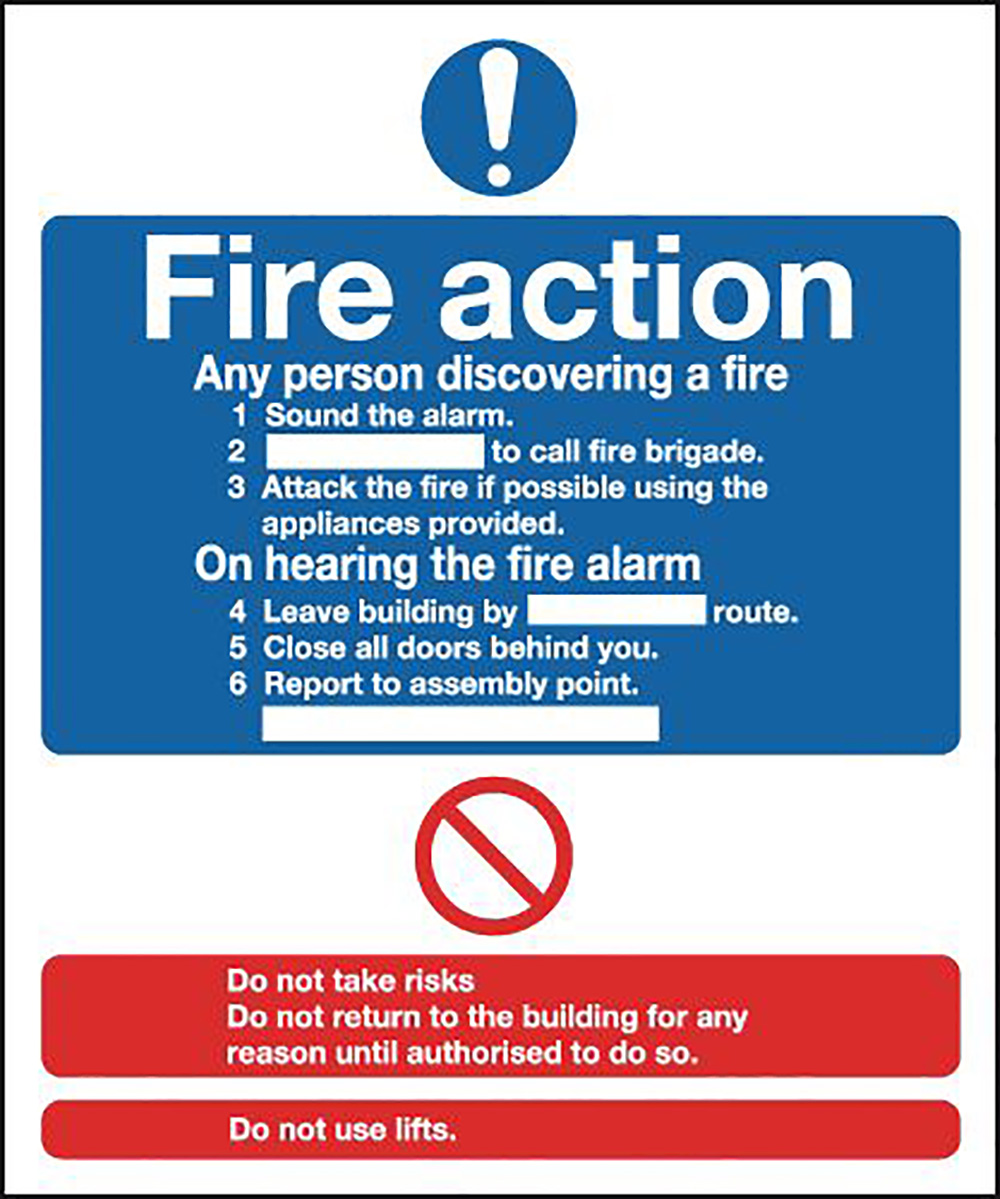 Fire Action Notice  297x210mm 1.2mm Rigid Plastic Safety Sign  