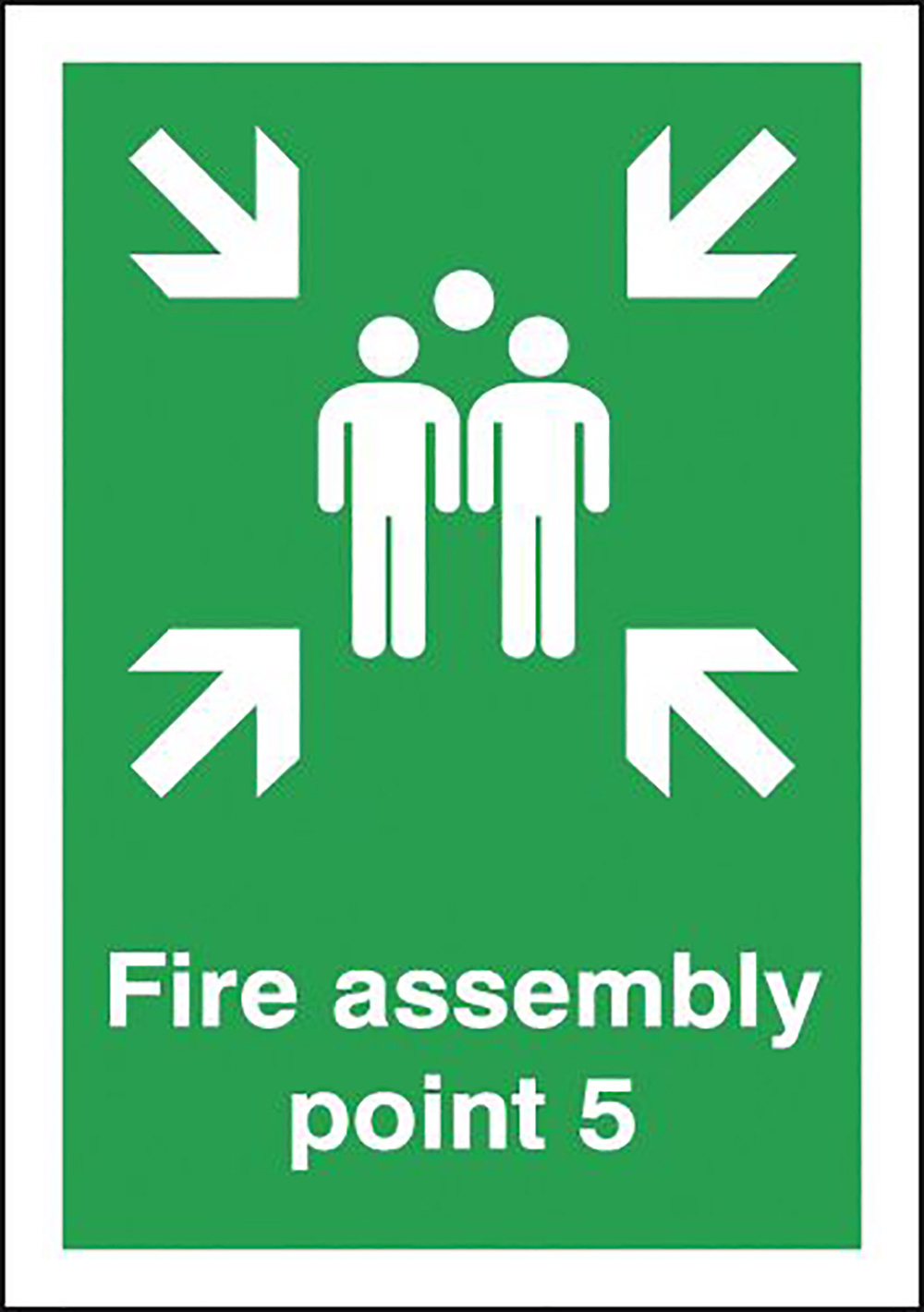 Fire Assembly Point 5  594x420mm 1.2mm Rigid Plastic Safety Sign  