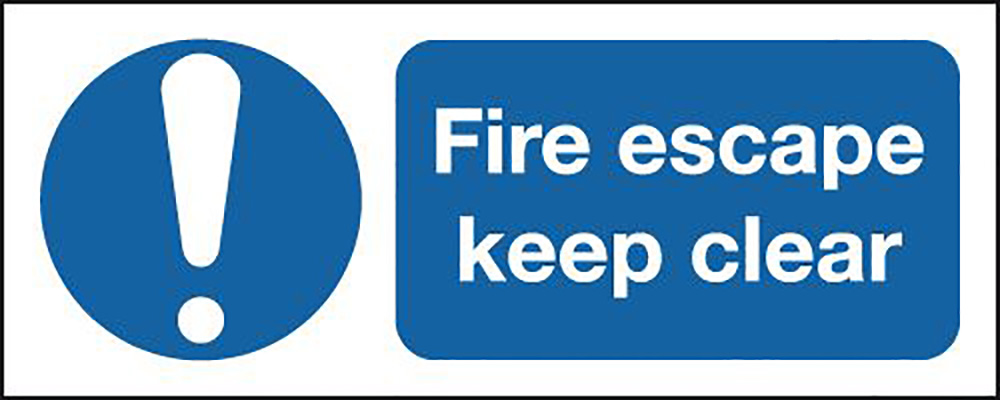 100 x 250mm Fire Escape Keep Clear Safety Sign