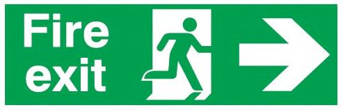 Fire exit right sign  150x450mm 3mm Foamed Rigid Plastic Safety Sign  