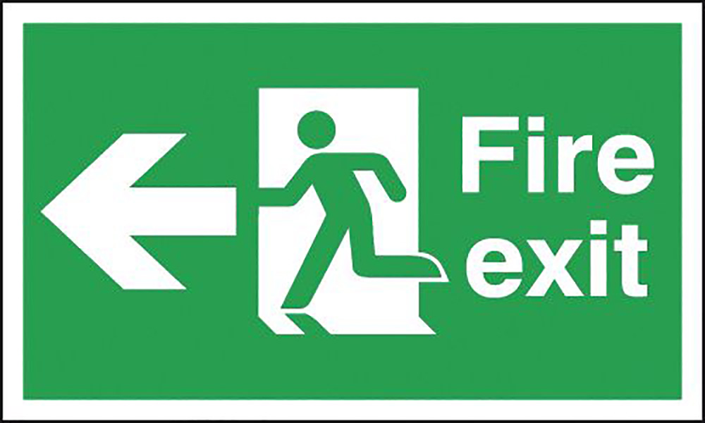 Fire exit left sign  150x450mm 3mm Foamed Rigid Plastic Safety Sign  