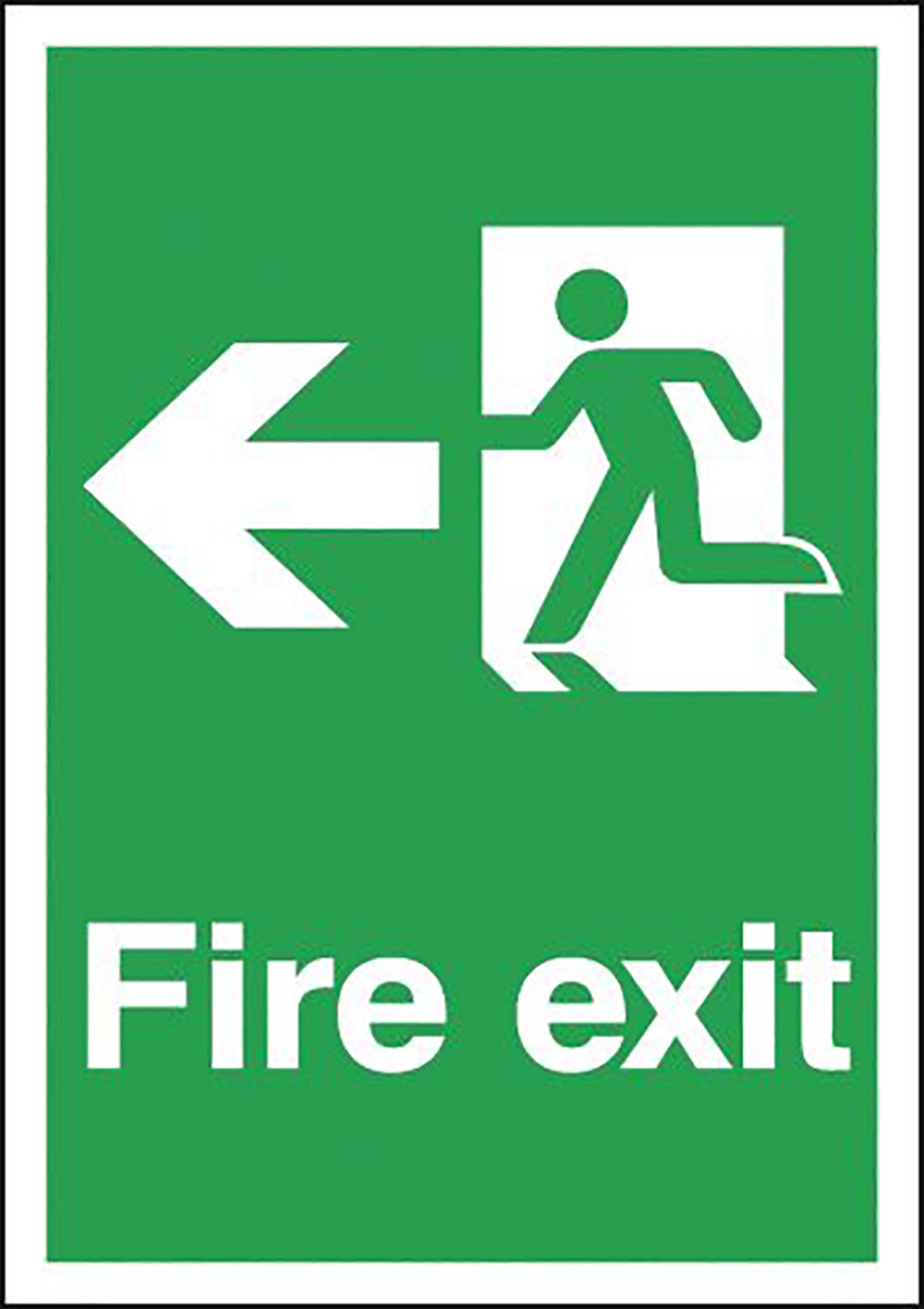 Fire Exit Running Man Left 297x210mm 1.2mm Rigid Plastic Safety Sign