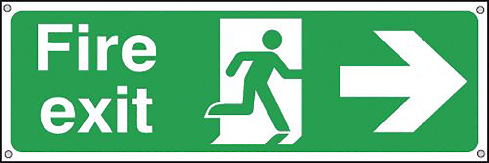 Fire Exit Running Man Arrow Right  150x450mm 0.9mm Aluminium Safety Sign  