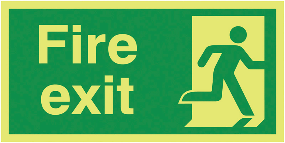 Fire Exit Running Man Right  300x600mm Xtra Glo Rigid Safety Sign  