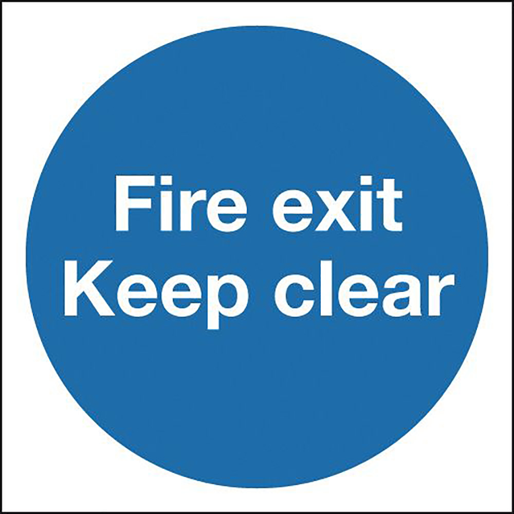 Fire Exit Keep Clear 150x150mm 1.2mm Rigid Plastic Safety Sign  