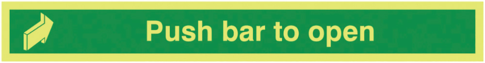 Push Bar To Open 75x600mm - Nite Glo Safety Sign   Nite Glo Sign  