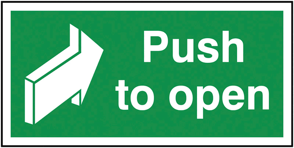 Push To Open Right Arrow Safety Sign