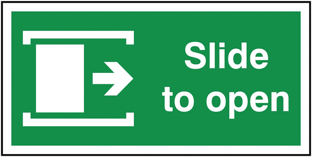 Slide To Open Right 200x400mm 1.2mm Rigid Plastic Safety Sign