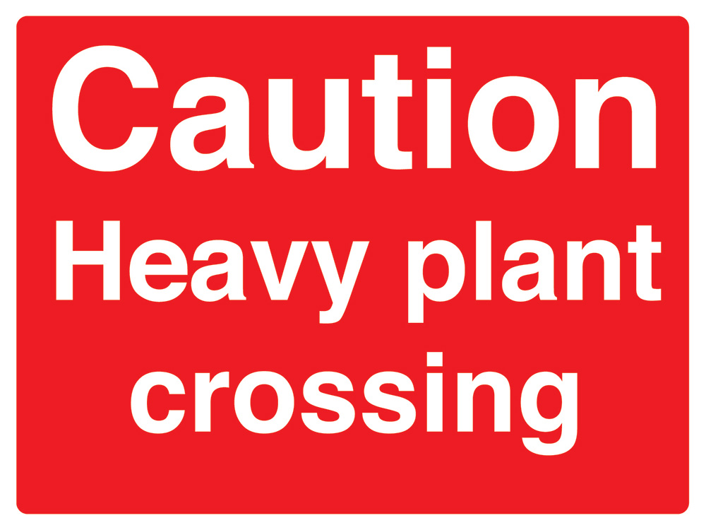450 x 600mm Caution Heavy plant crossing stanchion sign