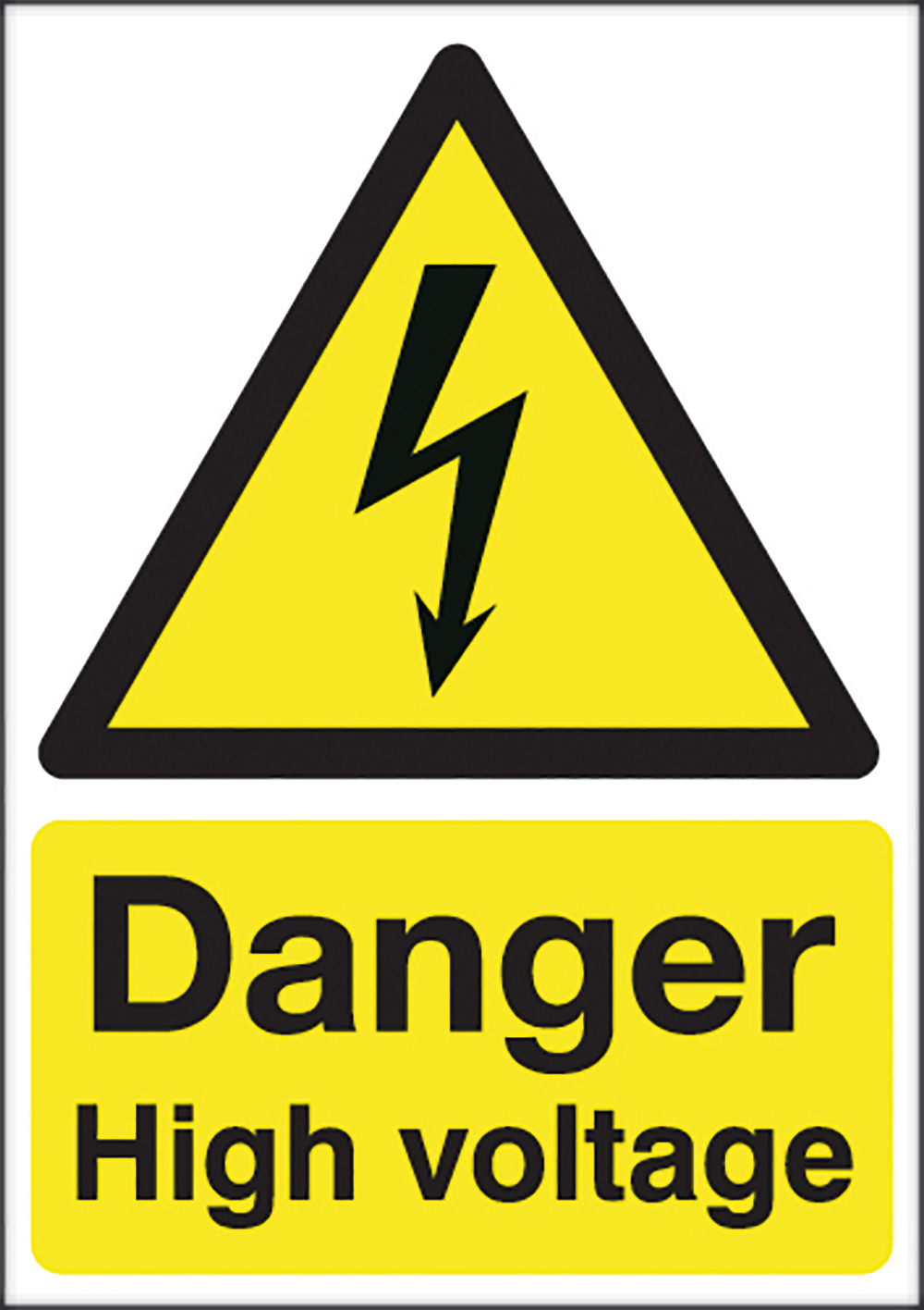 Danger High Voltage 1.2mm Rigid Plastic Safety Sign