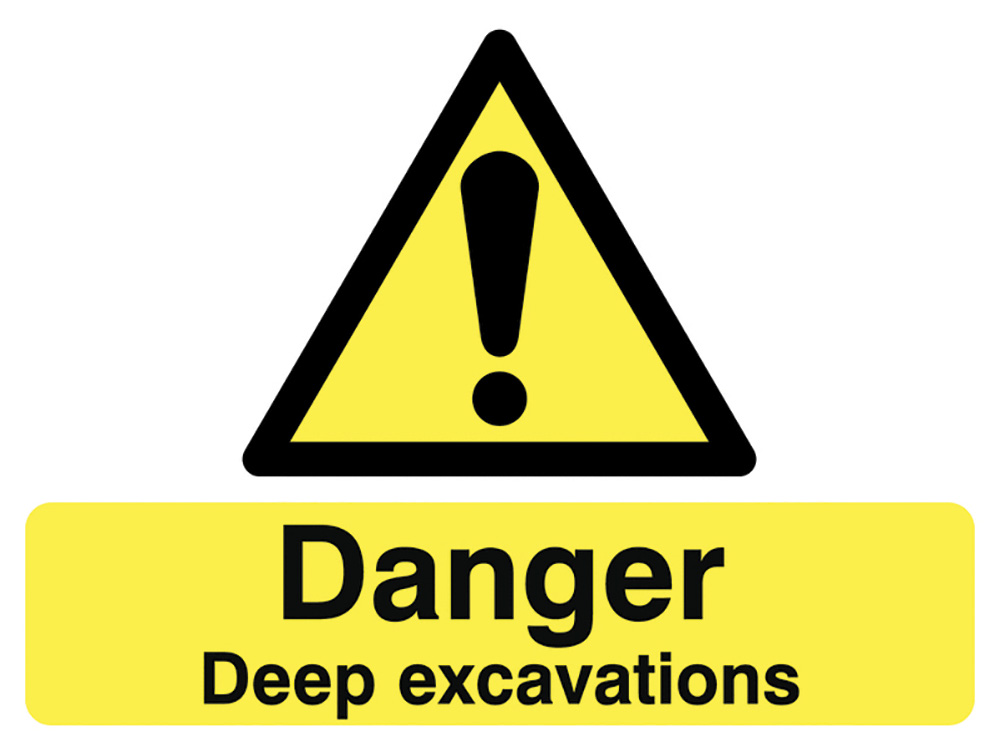 450 x 600mm Danger Deep excavations stanchion sign