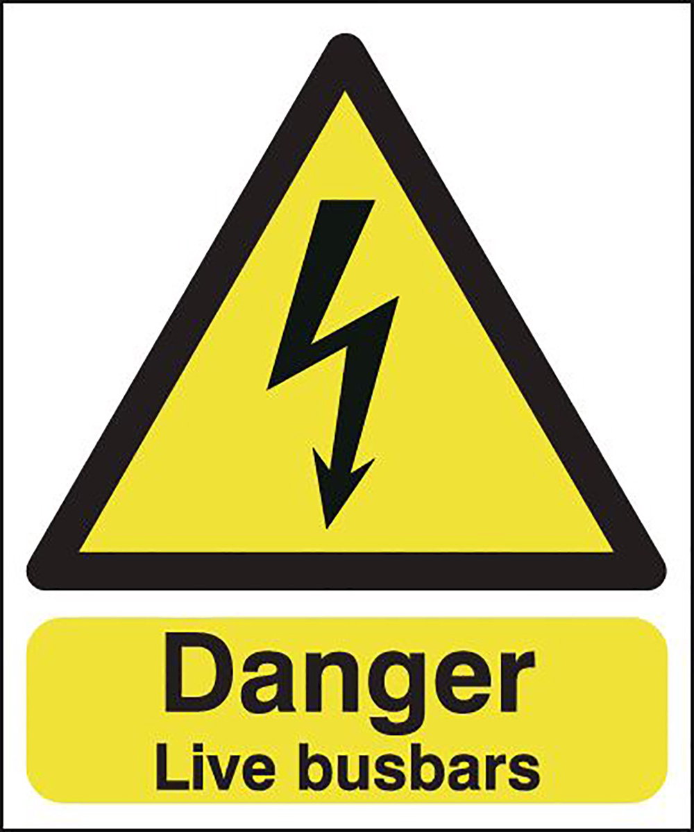 Danger Live Busbars 100x250mm 1.2mm Rigid Plastic Safety Sign