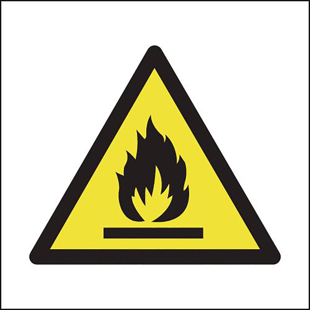 Flammable Symbol 150x150mm Rigid Plastic Safety Sign