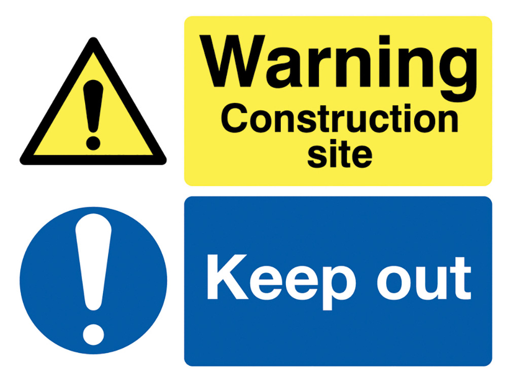 450x600mm Warning Construction site Keep out stanchion sign