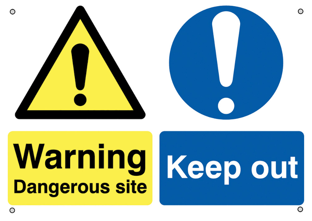 Warning Dangerous Site Keep Out 594x420mm 0.9mm Aluminium Safety Sign