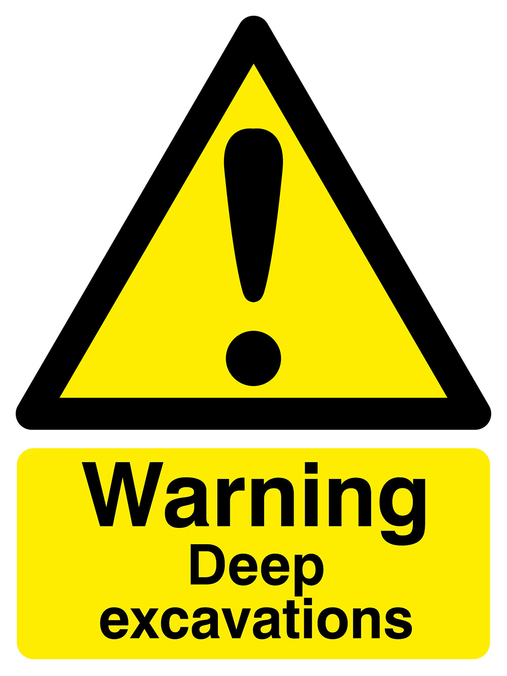 Warning Deep Excavations 1.2mm Rigid Plastic Safety Sign