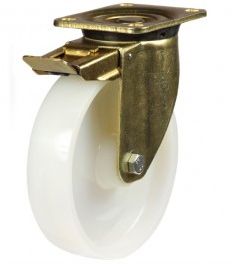 HD Steel Swivel Braked Castor - 125mm - Nylon