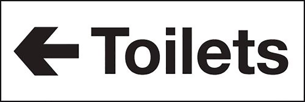 100 x 300mm Toilets arrow left Sign - General Construction