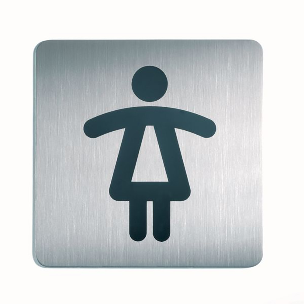 Ladies - Square picto 150x150mm Stainless Steel Safety Sign